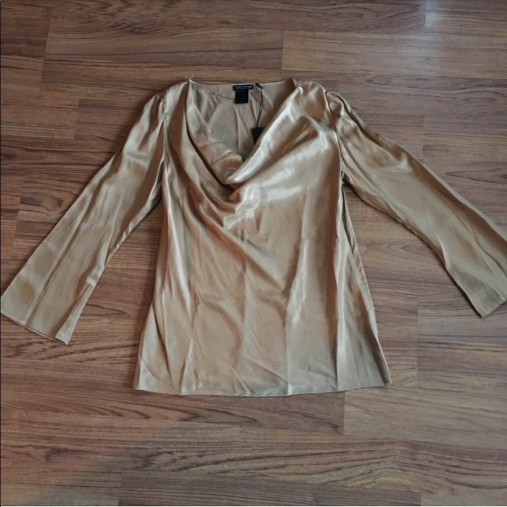 Pamela Dennis Gold Silky Tunic NWT Sz M